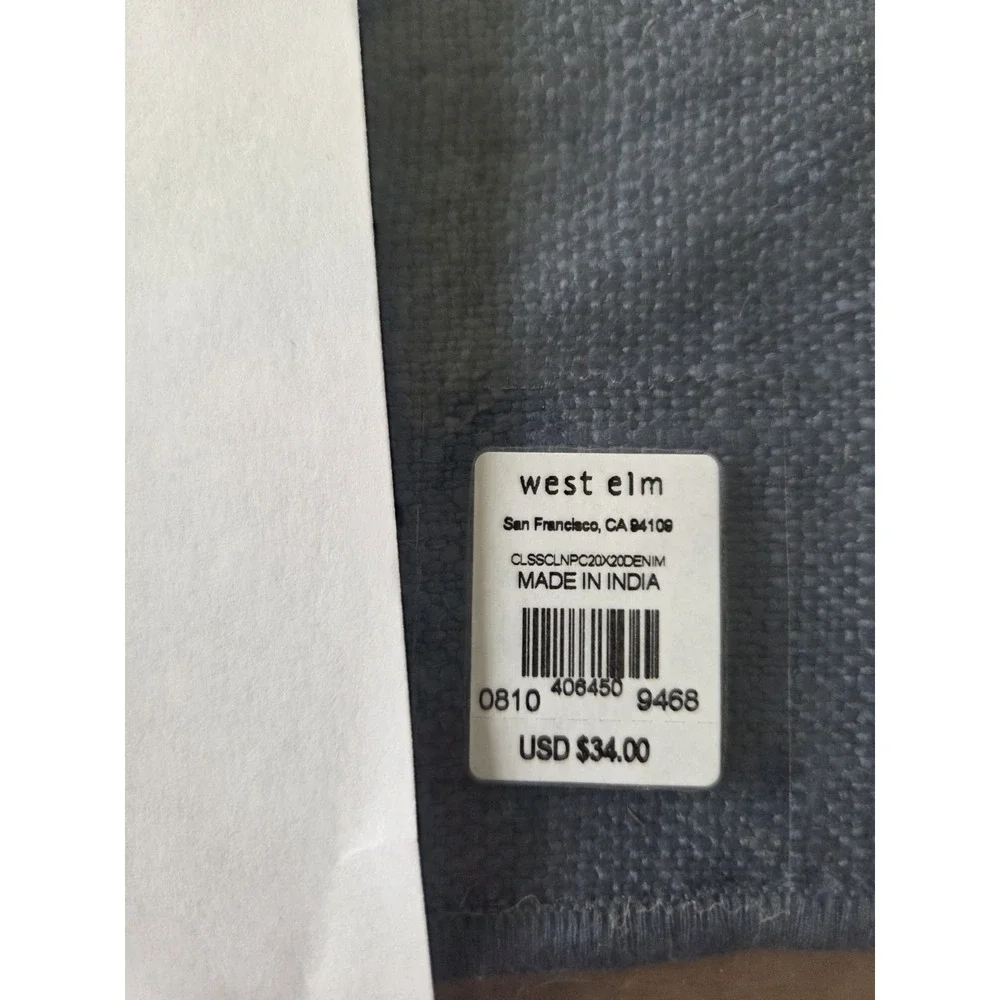 West Elm Blue Twill Throw Pillow Cover 20